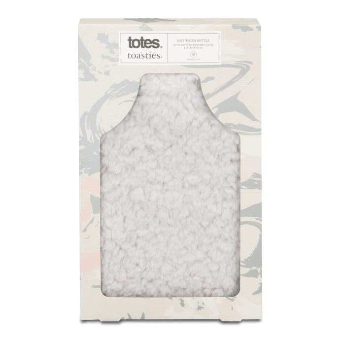 totes toasties® Ladies Textured Faux Fur Hot Water Bottle Grey Extra Image 3